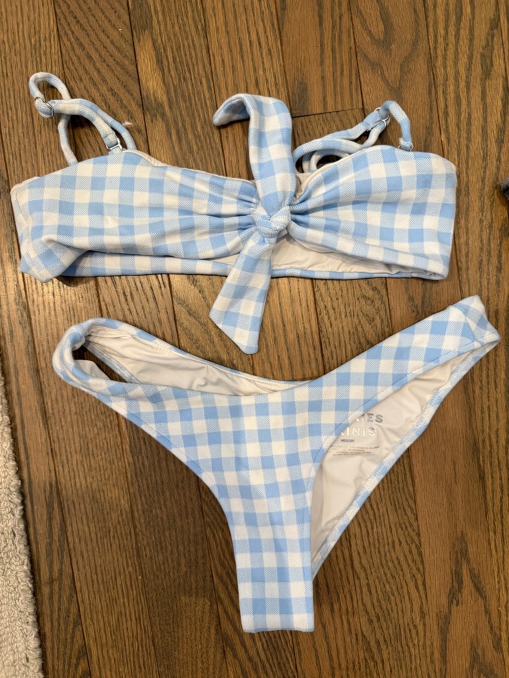 Frankie's Bikinis Light Blue and White Gingham Tie-Front Bikini